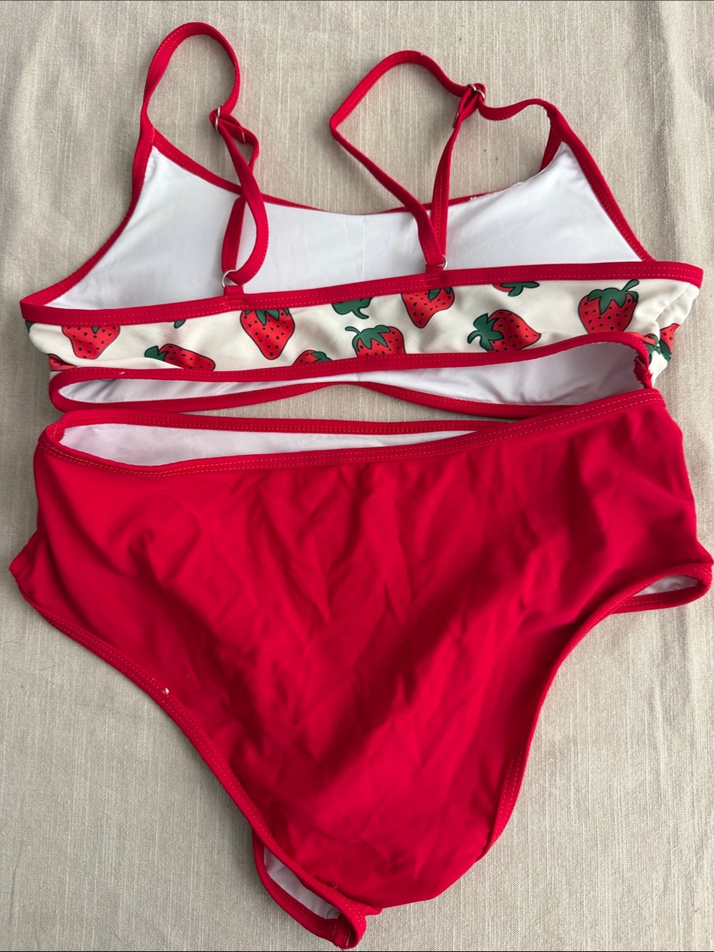 Cider Strawberry Print Two-Piece Bikini in Red & White - Picture 2 of 4